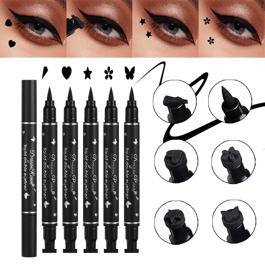 Waterproof Liquid Eyeliner Pen - Double-Ended Stamp Eyeliner Waterproof Non-Smudge Eyeliner